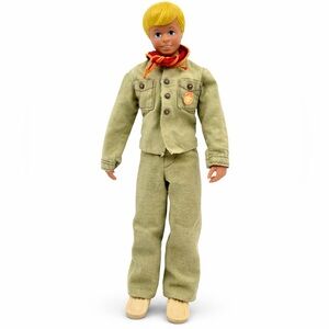 Vintage 1974 Kenner Boy Scout Doll Flocked Hair Original Uniform Hong Kong